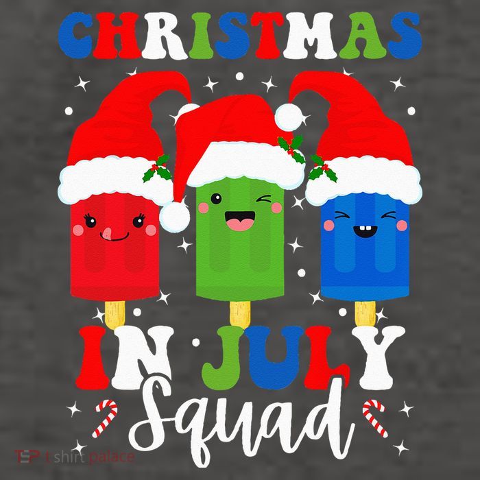 Christmas In July Squad Santa Hats Popsicles Xmas Vibes Vector Backpack