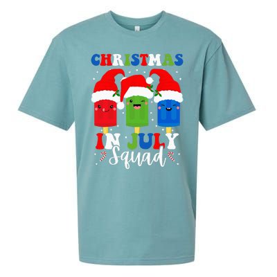 Christmas In July Squad Santa Hats Popsicles Xmas Vibes Sueded Cloud Jersey T-Shirt