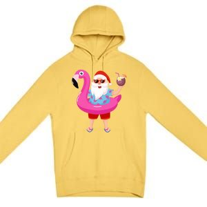 Christmas In July Santa Hawaii Sunglasses Flamingo Gifts Premium Pullover Hoodie