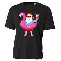 Christmas In July Santa Hawaii Sunglasses Flamingo Gifts Cooling Performance Crew T-Shirt