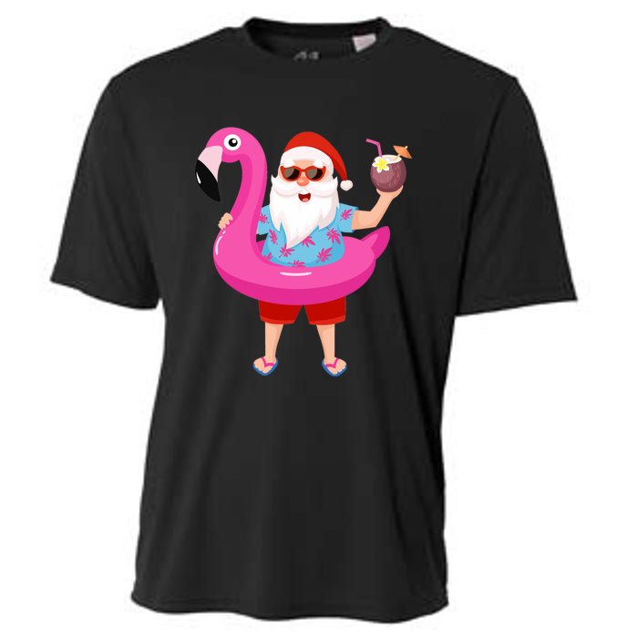 Christmas In July Santa Hawaii Sunglasses Flamingo Gifts Cooling Performance Crew T-Shirt