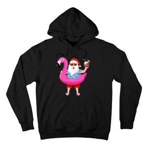 Christmas In July Santa Hawaii Sunglasses Flamingo Gifts Hoodie