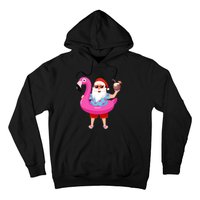 Christmas In July Santa Hawaii Sunglasses Flamingo Gifts Hoodie