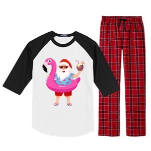 Christmas In July Santa Hawaii Sunglasses Flamingo Gifts Raglan Sleeve Pajama Set