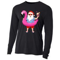 Christmas In July Santa Hawaii Sunglasses Flamingo Gifts Cooling Performance Long Sleeve Crew