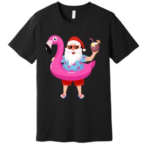 Christmas In July Santa Hawaii Sunglasses Flamingo Gifts Premium T-Shirt