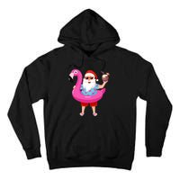 Christmas In July Santa Hawaii Sunglasses Flamingo Gifts Tall Hoodie