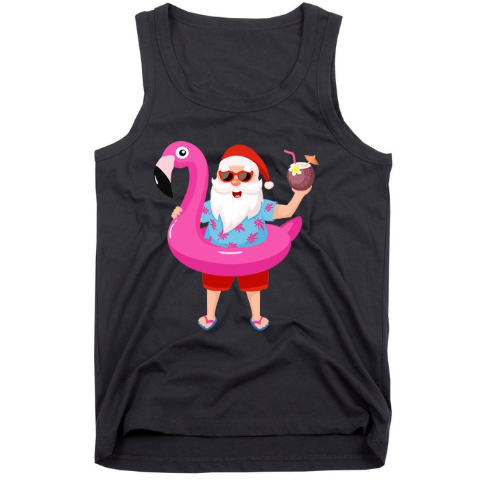 Christmas In July Santa Hawaii Sunglasses Flamingo Gifts Tank Top