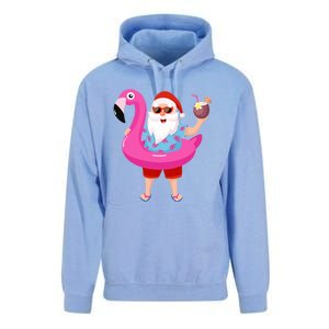 Christmas In July Santa Hawaii Sunglasses Flamingo Gifts Unisex Surf Hoodie