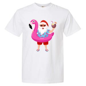 Christmas In July Santa Hawaii Sunglasses Flamingo Gifts Garment-Dyed Heavyweight T-Shirt