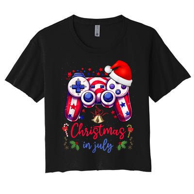 Christmas In July Funny Game Controller Lovers Men Women Women's Crop Top Tee