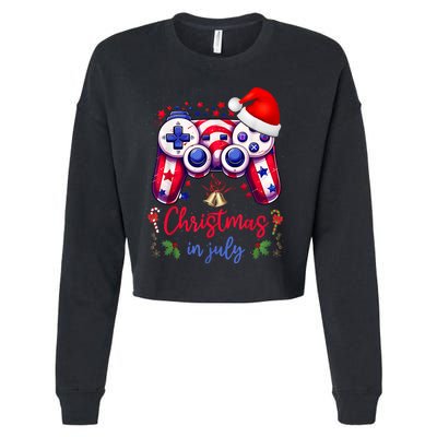 Christmas In July Funny Game Controller Lovers Men Women Cropped Pullover Crew