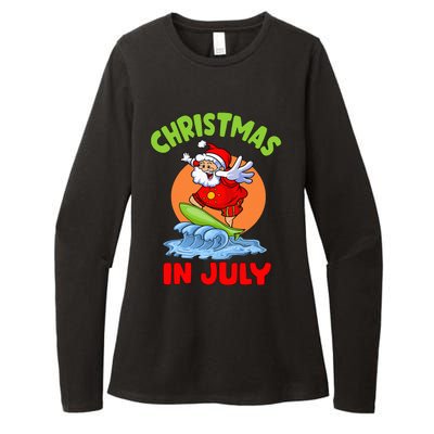 Christmas In July Santa Surfing Hawaiian Party Womens CVC Long Sleeve Shirt