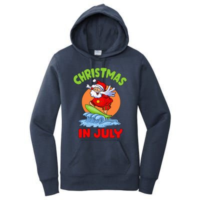 Christmas In July Santa Surfing Hawaiian Party Women's Pullover Hoodie