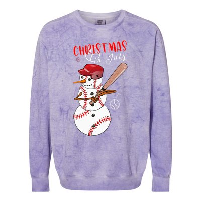 Christmas in july For Baseball Fan Snowman Snowman Baseball Colorblast Crewneck Sweatshirt