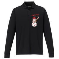 Christmas in july For Baseball Fan Snowman Snowman Baseball Performance Long Sleeve Polo