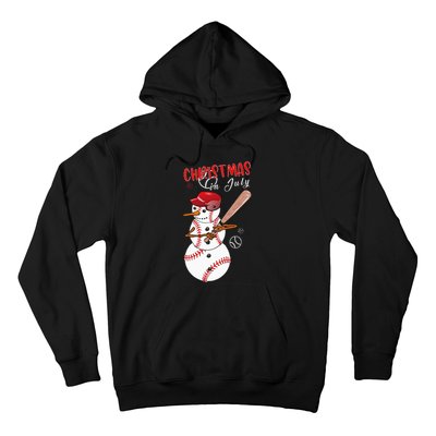 Christmas in july For Baseball Fan Snowman Snowman Baseball Hoodie