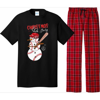 Christmas in july For Baseball Fan Snowman Snowman Baseball Pajama Set