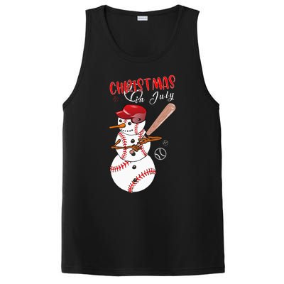 Christmas in july For Baseball Fan Snowman Snowman Baseball PosiCharge Competitor Tank