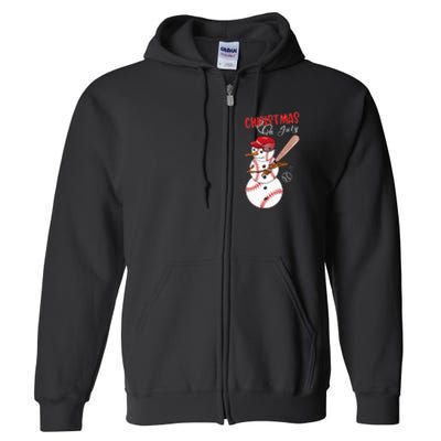 Christmas in july For Baseball Fan Snowman Snowman Baseball Full Zip Hoodie