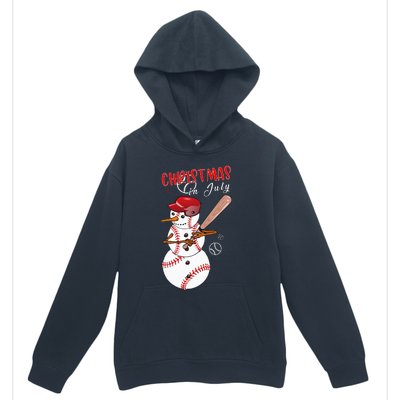 Christmas in july For Baseball Fan Snowman Snowman Baseball Urban Pullover Hoodie