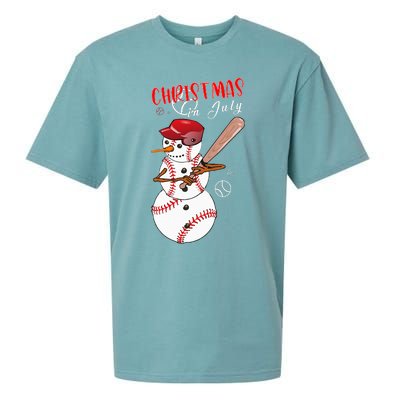 Christmas in july For Baseball Fan Snowman Snowman Baseball Sueded Cloud Jersey T-Shirt