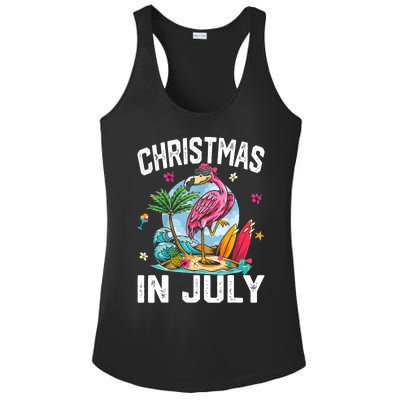 Christmas In July Funny Tropical Flamingo Hawaii Summer Xmas Ladies PosiCharge Competitor Racerback Tank