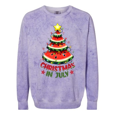 Christmas In July Watermelon Xmas Tree Colorblast Crewneck Sweatshirt