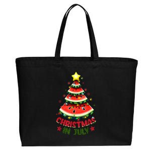 Christmas In July Watermelon Xmas Tree Cotton Canvas Jumbo Tote