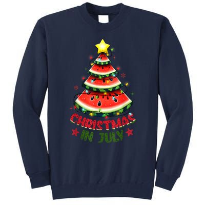 Christmas In July Watermelon Xmas Tree Tall Sweatshirt