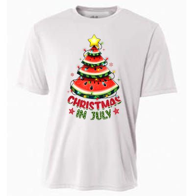 Christmas In July Watermelon Xmas Tree Cooling Performance Crew T-Shirt