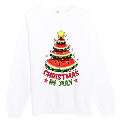 Christmas In July Watermelon Xmas Tree Premium Crewneck Sweatshirt