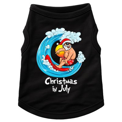Christmas In July Santa Hawaiian Surfing Summer Xmas Doggie Tank