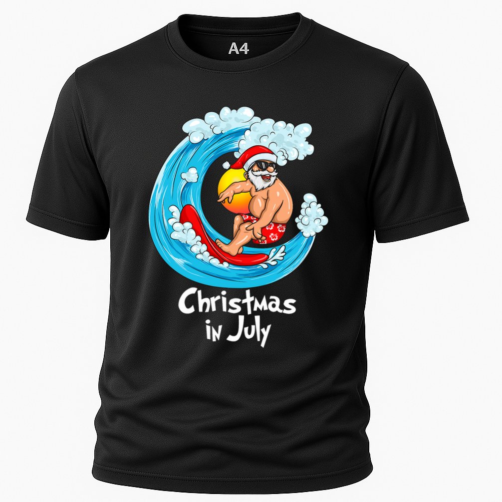 Christmas In July Santa Hawaiian Surfing Summer Xmas Performance Shirt