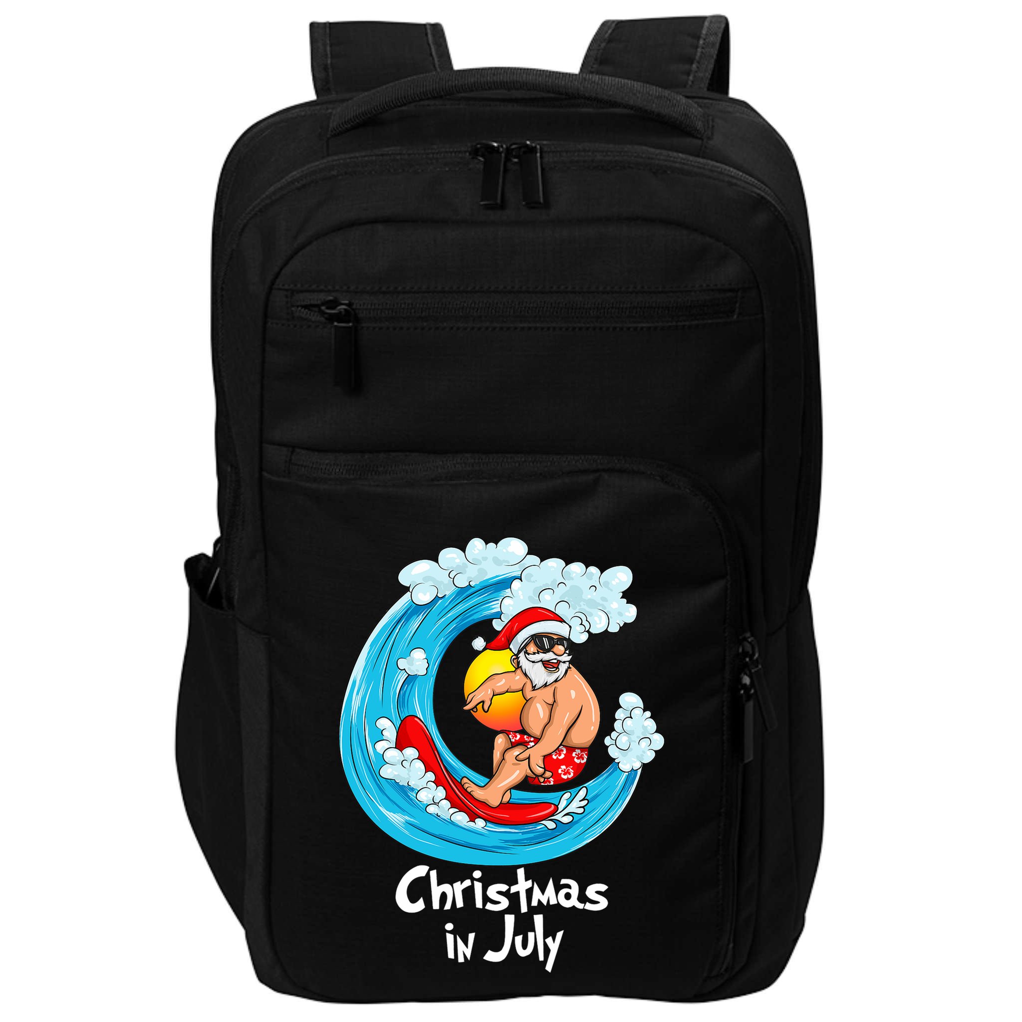Christmas In July Santa Hawaiian Surfing Summer Xmas Impact Tech Backpack