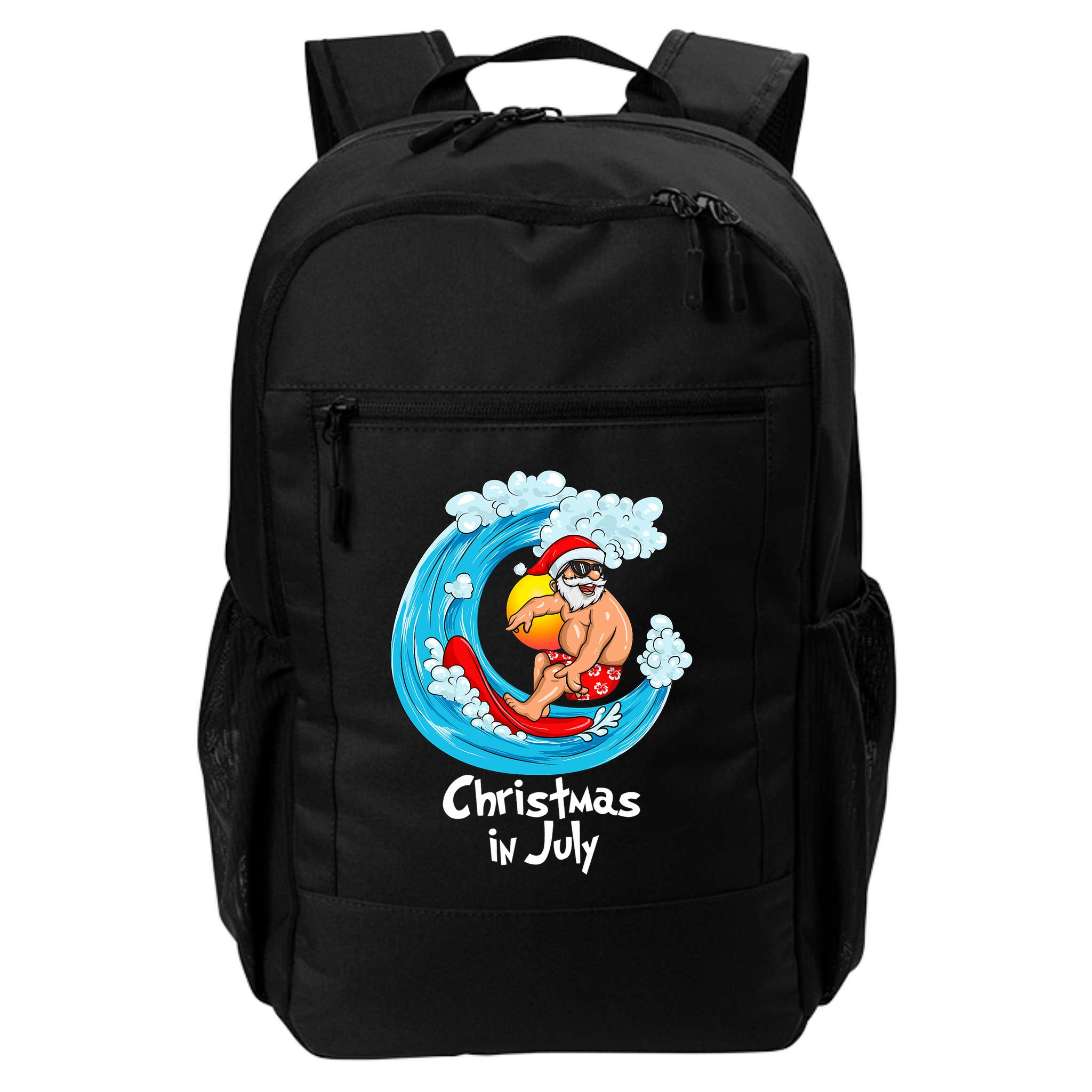 Christmas In July Santa Hawaiian Surfing Summer Xmas Backpack