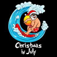 Christmas In July Santa Hawaiian Surfing Summer Xmas Button