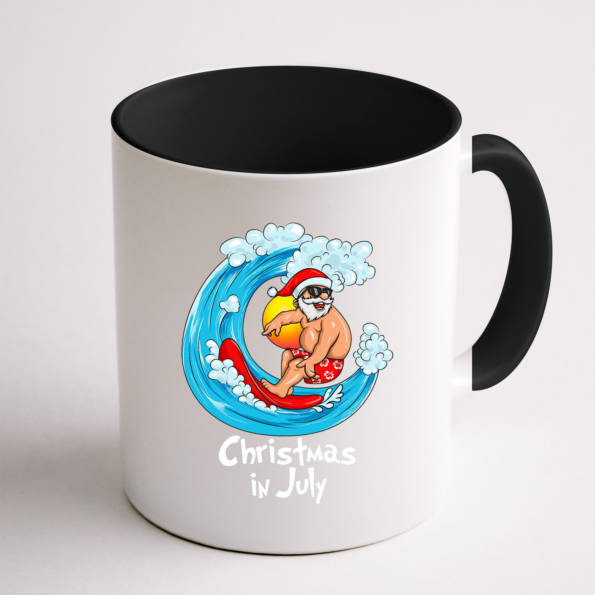 Christmas In July Santa Hawaiian Surfing Summer Xmas Mug