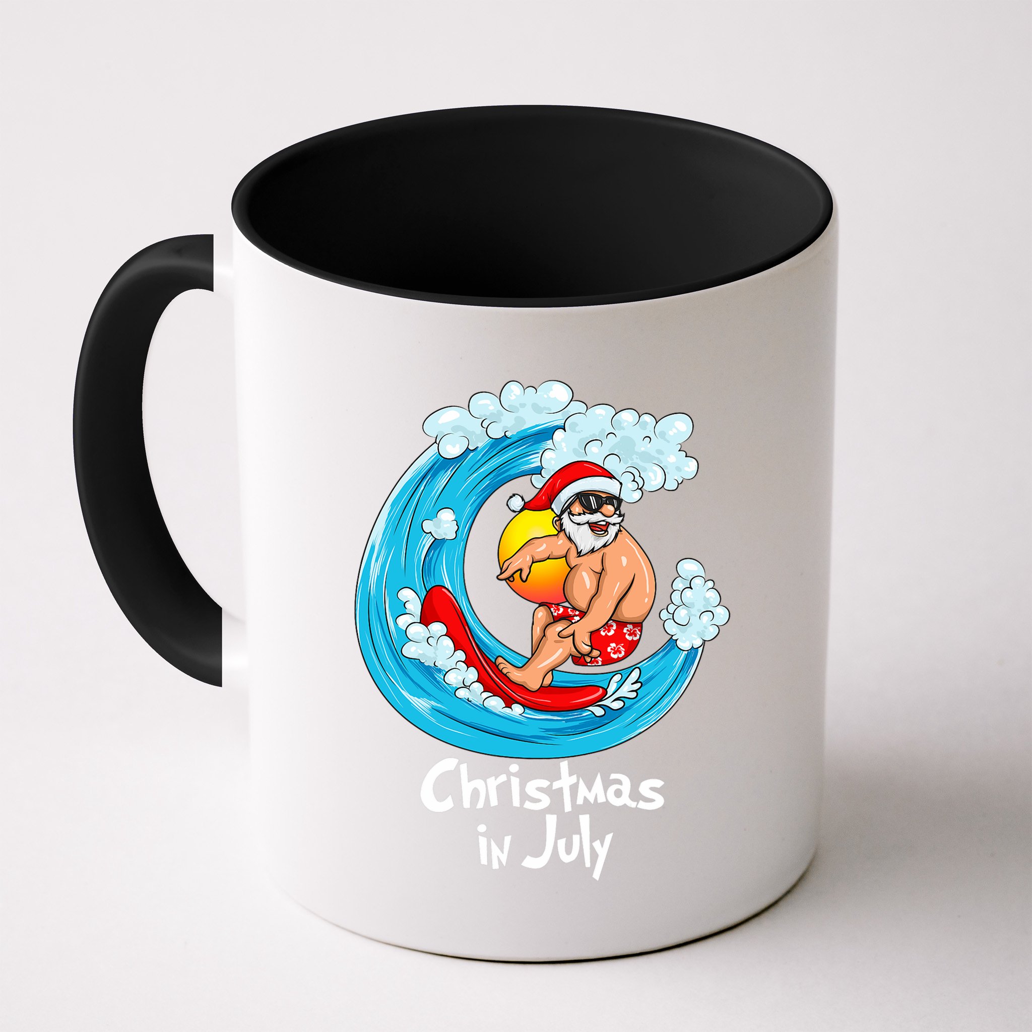 Christmas In July Santa Hawaiian Surfing Summer Xmas Mug