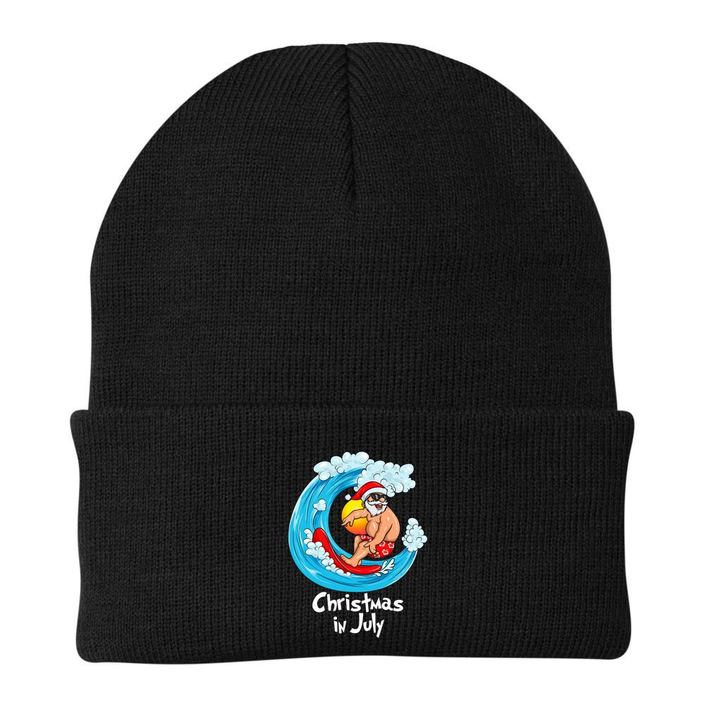 Christmas In July Santa Hawaiian Surfing Summer Xmas Beanie