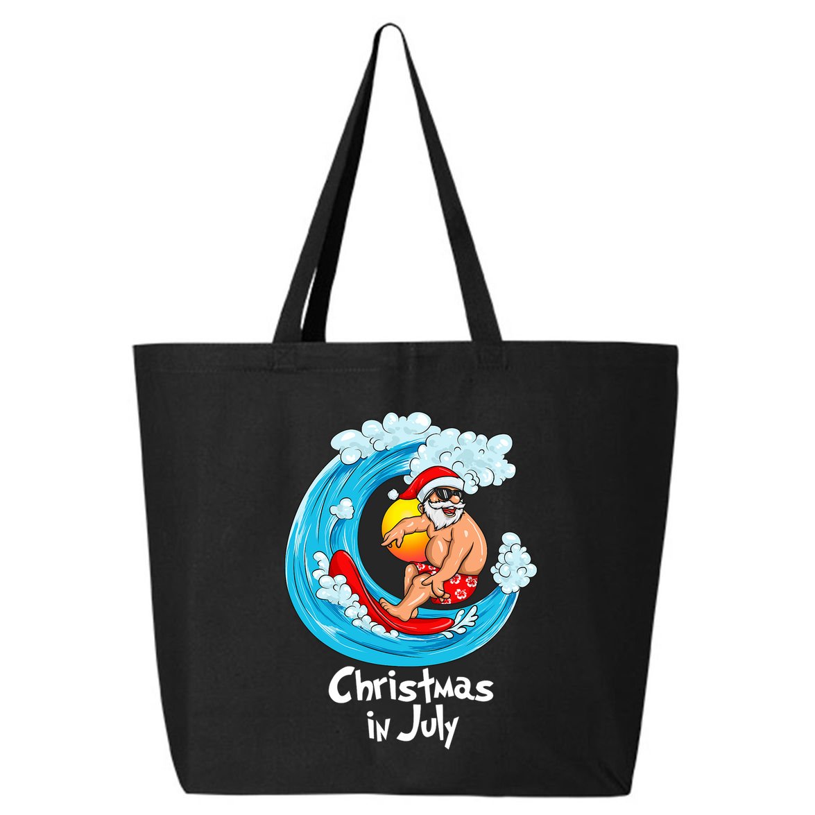 Christmas In July Santa Hawaiian Surfing Summer Xmas 25L Jumbo Tote