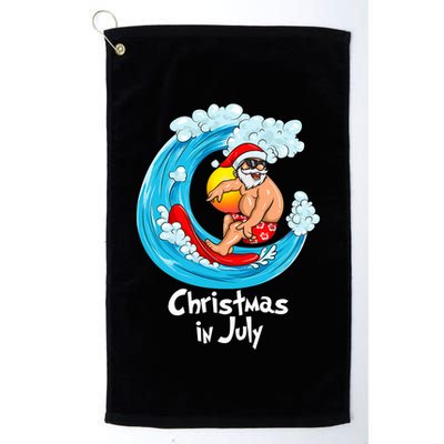 Christmas In July Santa Hawaiian Surfing Summer Xmas Golf Towel