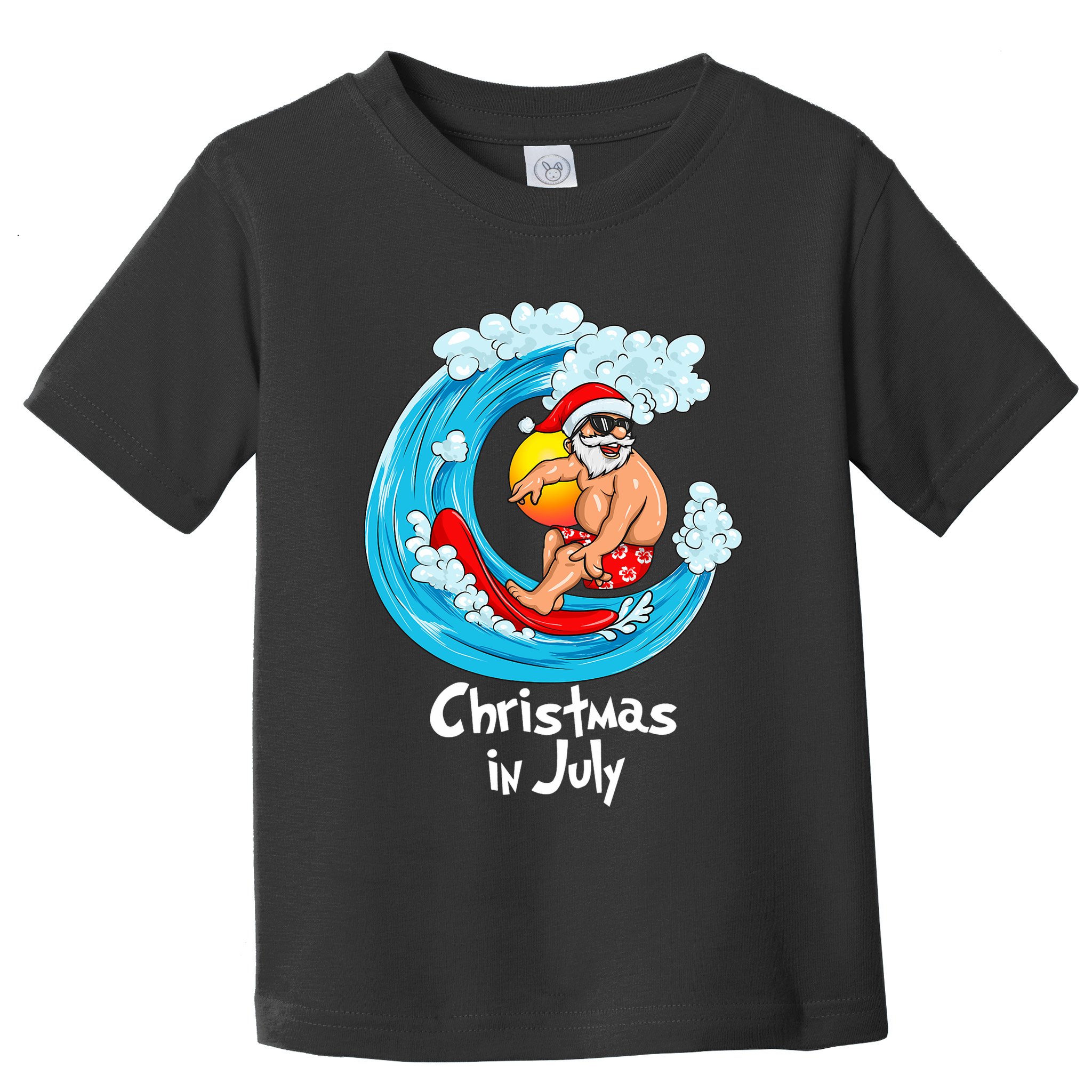 Christmas In July Santa Hawaiian Surfing Summer Xmas Toddler T-Shirt