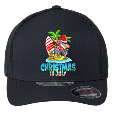 Christmas In July Santa Dab Hawaiian Summer Dabbing Surfing Flexfit Unipanel Trucker Cap