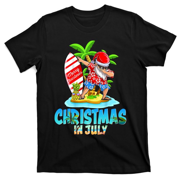 Christmas In July Santa Dab Hawaiian Summer Dabbing Surfing T-Shirt