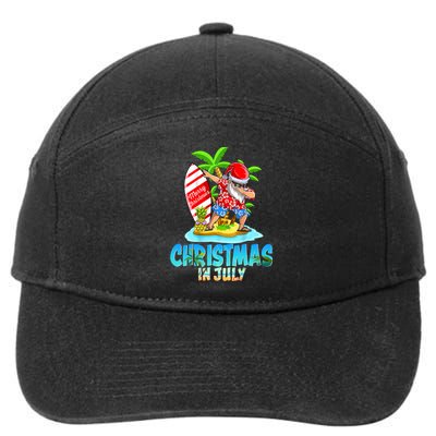 Christmas In July Santa Dab Hawaiian Summer Dabbing Surfing 7-Panel Snapback Hat