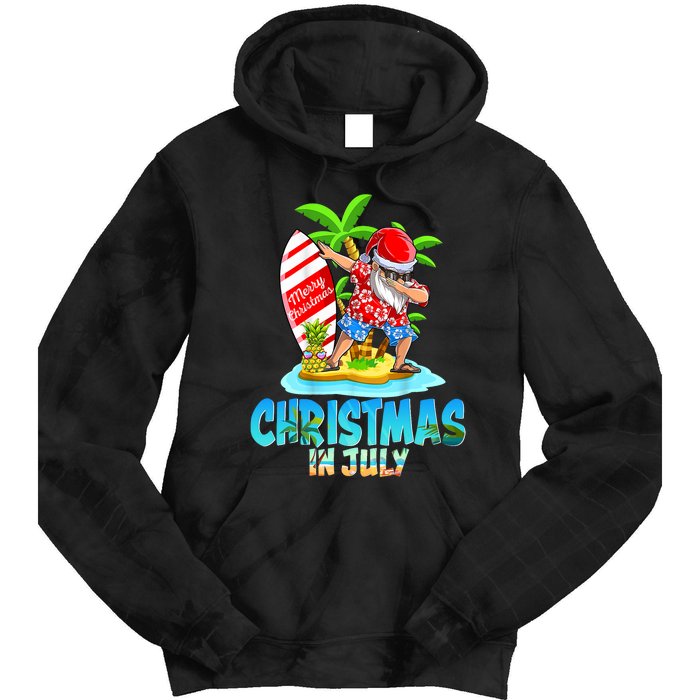 Christmas In July Santa Dab Hawaiian Summer Dabbing Surfing Tie Dye Hoodie