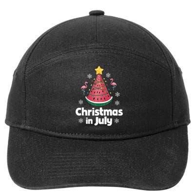 Christmas In July Watermelon Tree Funny Flamingo Xmas Beach 7-Panel Snapback Hat