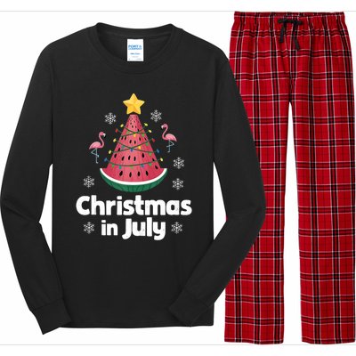 Christmas In July Watermelon Tree Funny Flamingo Xmas Beach Long Sleeve Pajama Set