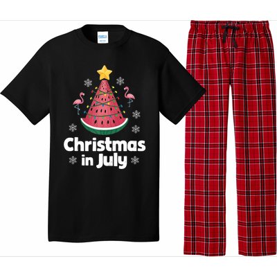 Christmas In July Watermelon Tree Funny Flamingo Xmas Beach Pajama Set